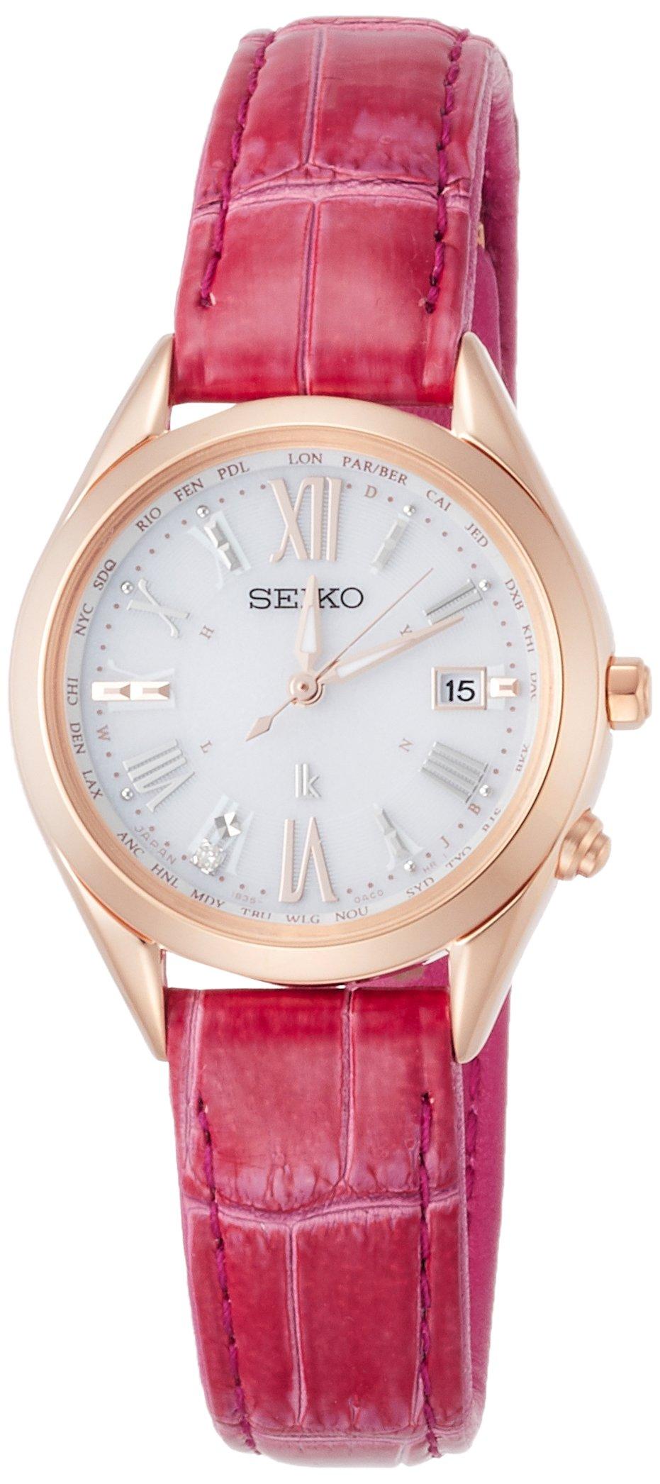 

Lucia Watch Solar Radio Diamond Dial Titanium Model Crocodile Band SSQV042 Pink [Seiko Watch] Women s