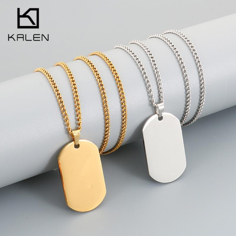 Trendy Metal Dog Tag Necklaces for Men Women Golden Polished Pendant Durable Fashion Jewelry, Daily Casual Party Wear Accessory