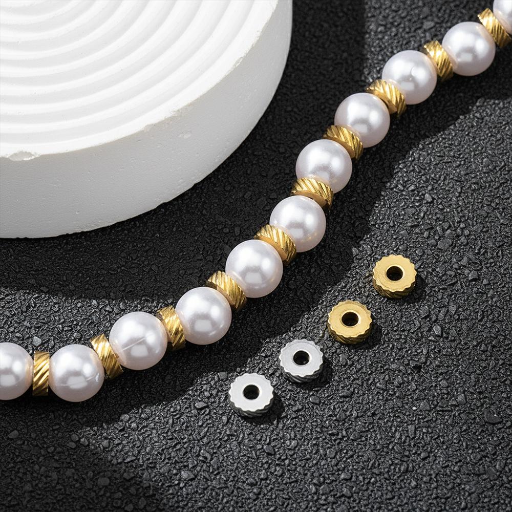 20pcs Stainless Steel Spacer Beads 2mm Hole Loose Beads Charm for Jewelry Making DIY Bracelet Necklace Supplies Finding No Fade