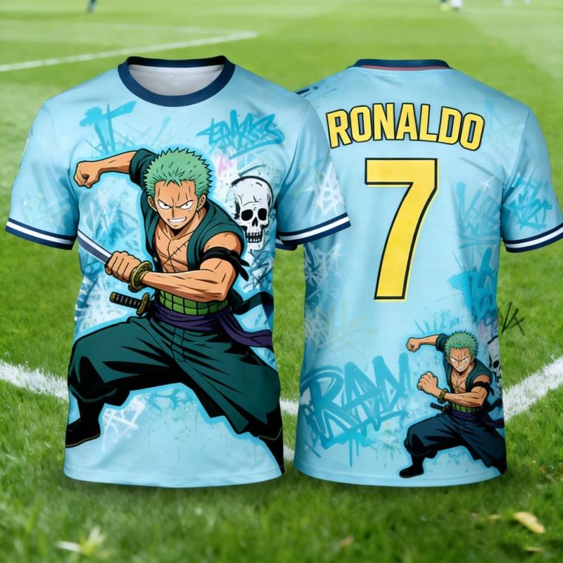 One Piece Summer New Luffy  Zoro Number 7  3D All Over Print Breathable Graffiti Anime Soccer Streetwear Unisex Casual Tee
