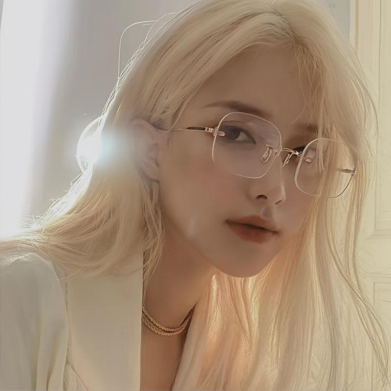 1 Pair of Full-Rim Oval Glasses Minimalist Decor Style Metal Hinges - Ideal for Everyday Wear and Street Pography