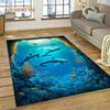Tappeto Tappeto Decorazione Tappetino per Pavimento Decorazione Cartoon Mondo Sottomarino Illusion 3D Fondo Marino Squalo Delfino per Camera da Letto Soggiorno Divano, Decorazione Bambino