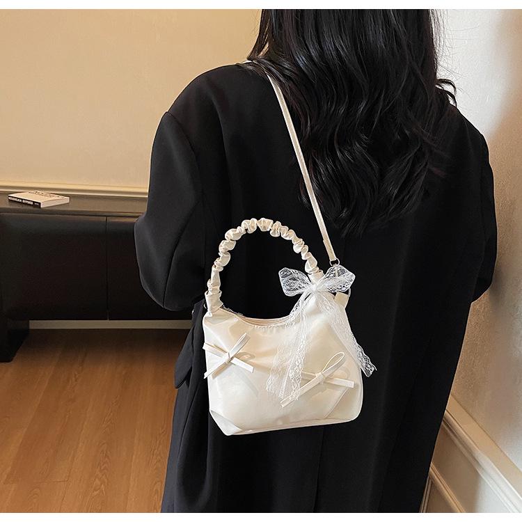 Women's Korean Pearlescent Bow Handbag - Crossbody & Small Tote for Commuting