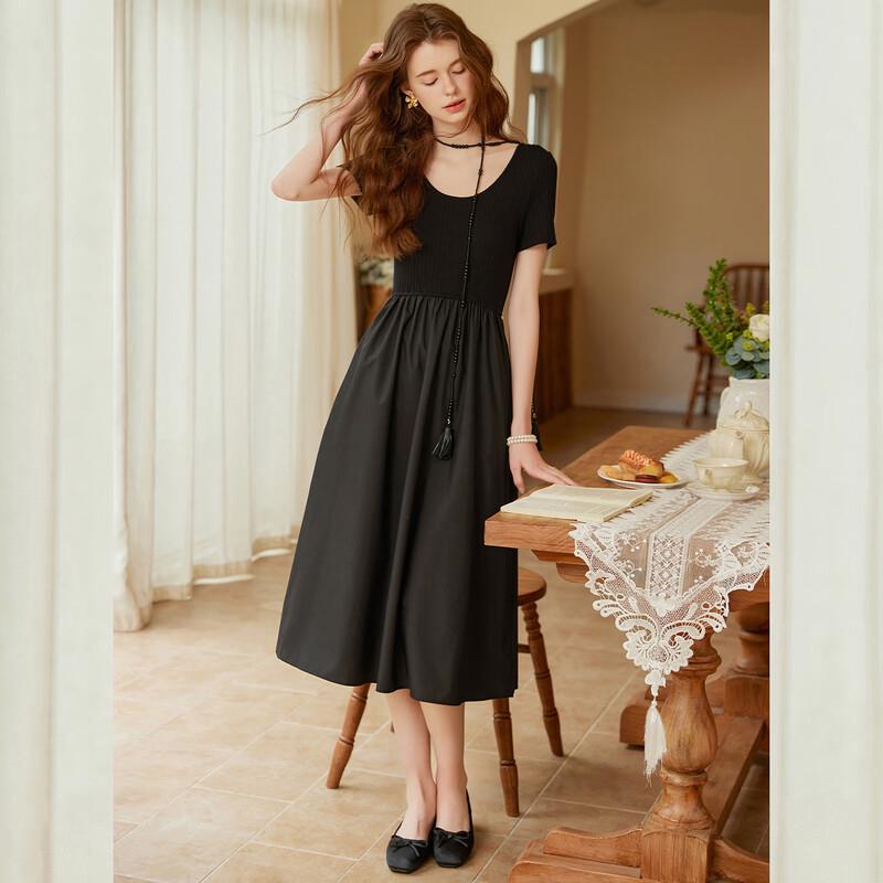 

Bailuyu Summer U-Neck Patchwork Elegant Slim Midi Dress XL