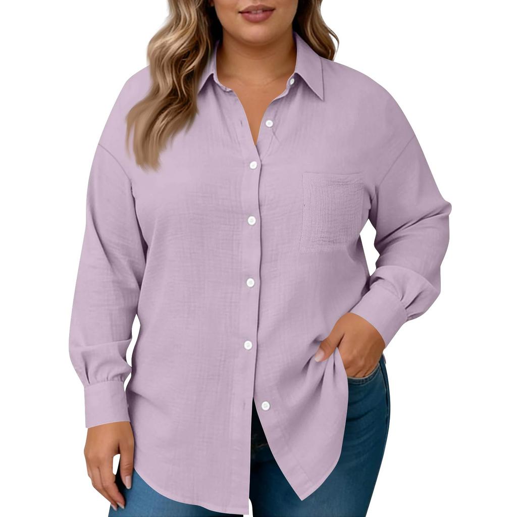 Damesmode Casual Kleur Knoopsluiting Lange Mouwen Shirt Top