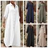 Long Sleeve White Shirt Dress with Multiple Color Options, Casual Loose Fit Button Down Tunic for Women