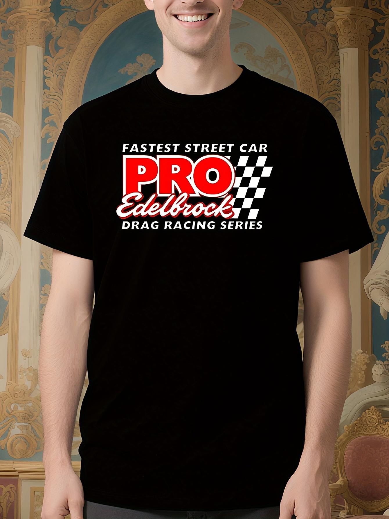 EDELBROCK PRO DRAG RACING SERIES - Black with Red & White Checkered Flag Graphic T-shirt XS