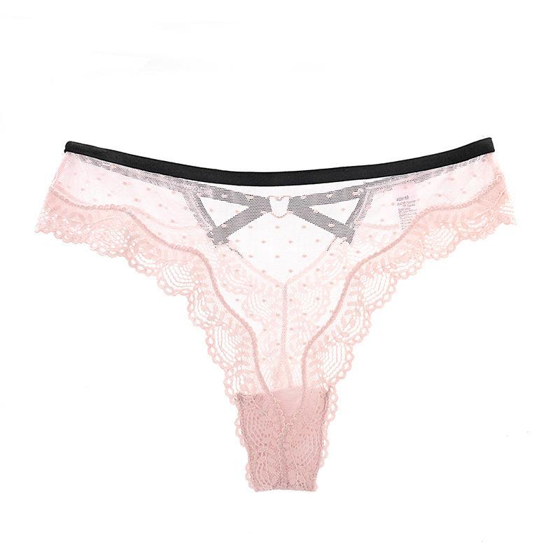 Sexy lace polka dot mesh thong hollow low waist T pants female temptation hip lift sexy panties