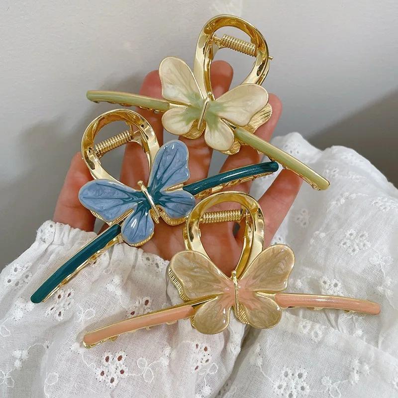 Elegant Fashionable Butterfly Rose Tulip Metal Clip Women Gentle Sexy Hair Clips Versatile Girls High-end Exquisite Shark Clips