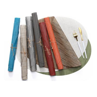 2 Pezzi Tovaglietta Motivo Bambù Ovale Antiscottatura Resistente al Calore Antiscivolo Impermeabile Isolamento Termico PVC Lavabile in Lavastoviglie Sottopiatto Decorativo per Tavolo da Pranzo