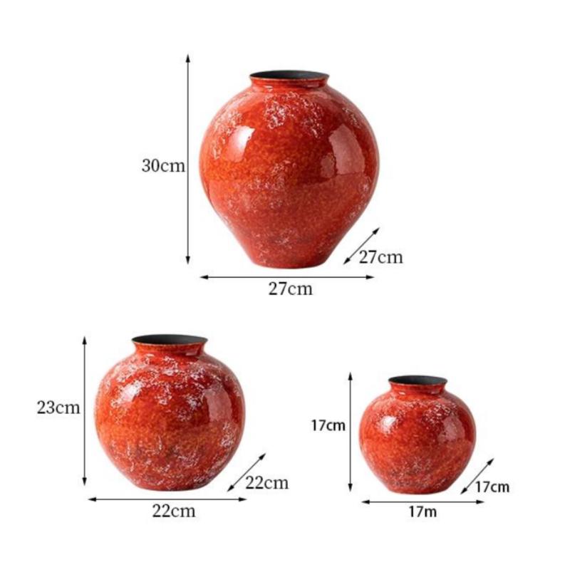 Ceramic Vase Red Porcelain Bottle The Kiln Turns Red Glaze Flower Vase Flower Arranger Terrarium Home Decoration Accessories