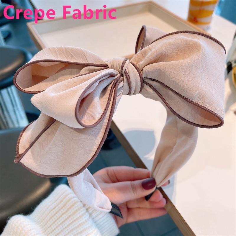 Multi Layered Big Bow Knot Headbands for Women Daily Party Headpiece Solid Crepe Cloth Adult Shopping Holiday Hairbands