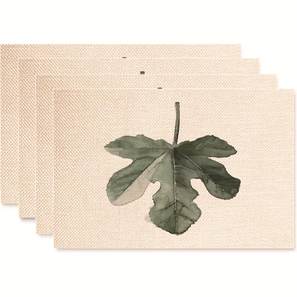 Monstera Design Linen Placemat Heat Resistant Dining Table Mats for Plant Lovers Horticultural Theme Tableware Mats Daily Use