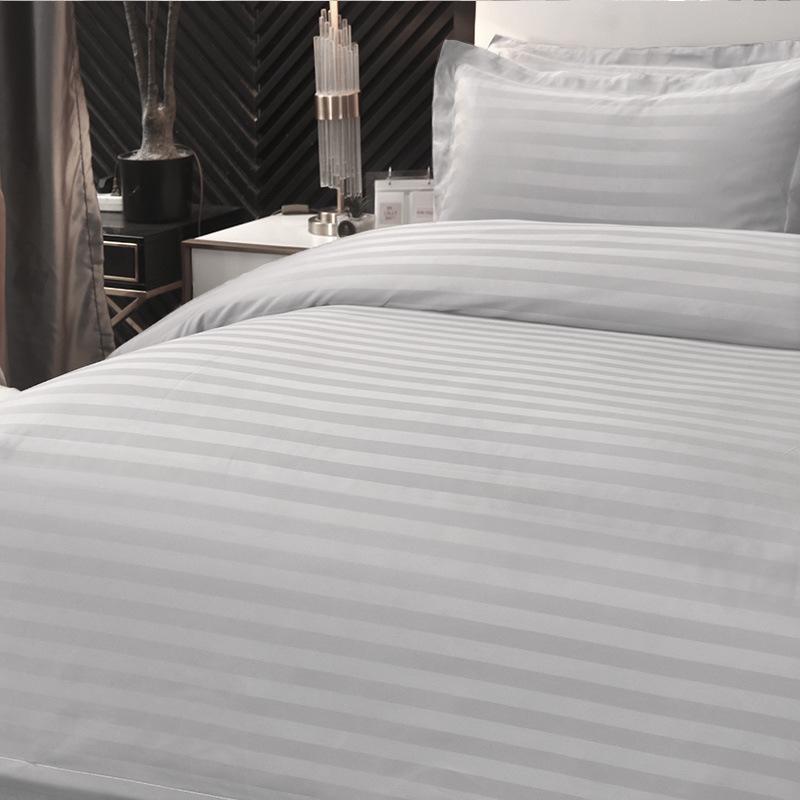 Three-Centimeter Satin Stripe Jacquard Hotel Bedding Set - 4 Piece, 120g High-Weight, Luxury Guesthouse or Homestay Collection.