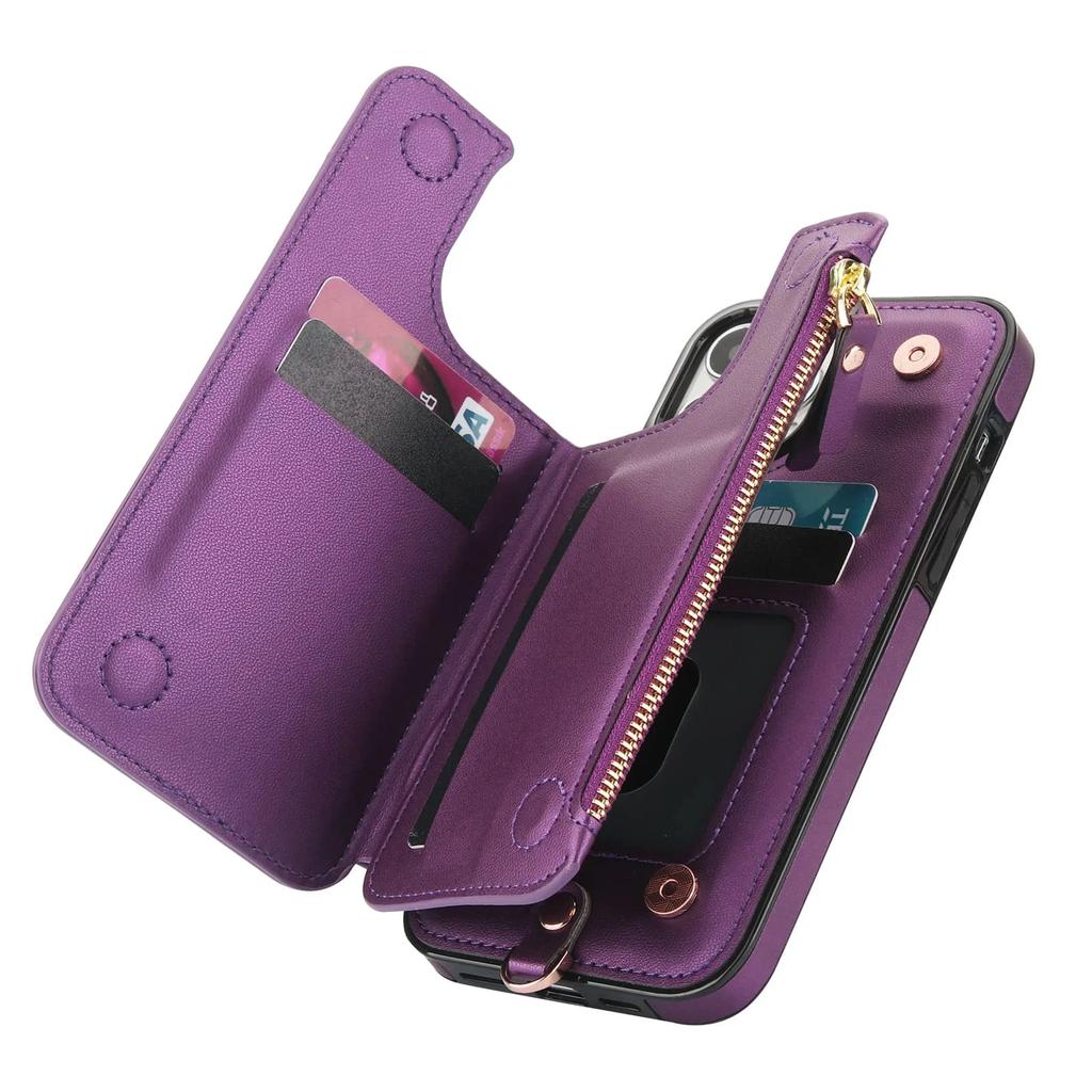 Wallet Case for iPhone 14/13/12/11 Pro Max 14 Plus/13/12 Mini/7/8/SE 2025 with Card Slot Holder, Magnetic Flip Folio Purse Case