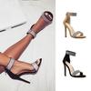 Large Size High-heeled Sandals European and American Rhinestone Thin Heel One-character Foot Cover Sexy New Fashion Sandals