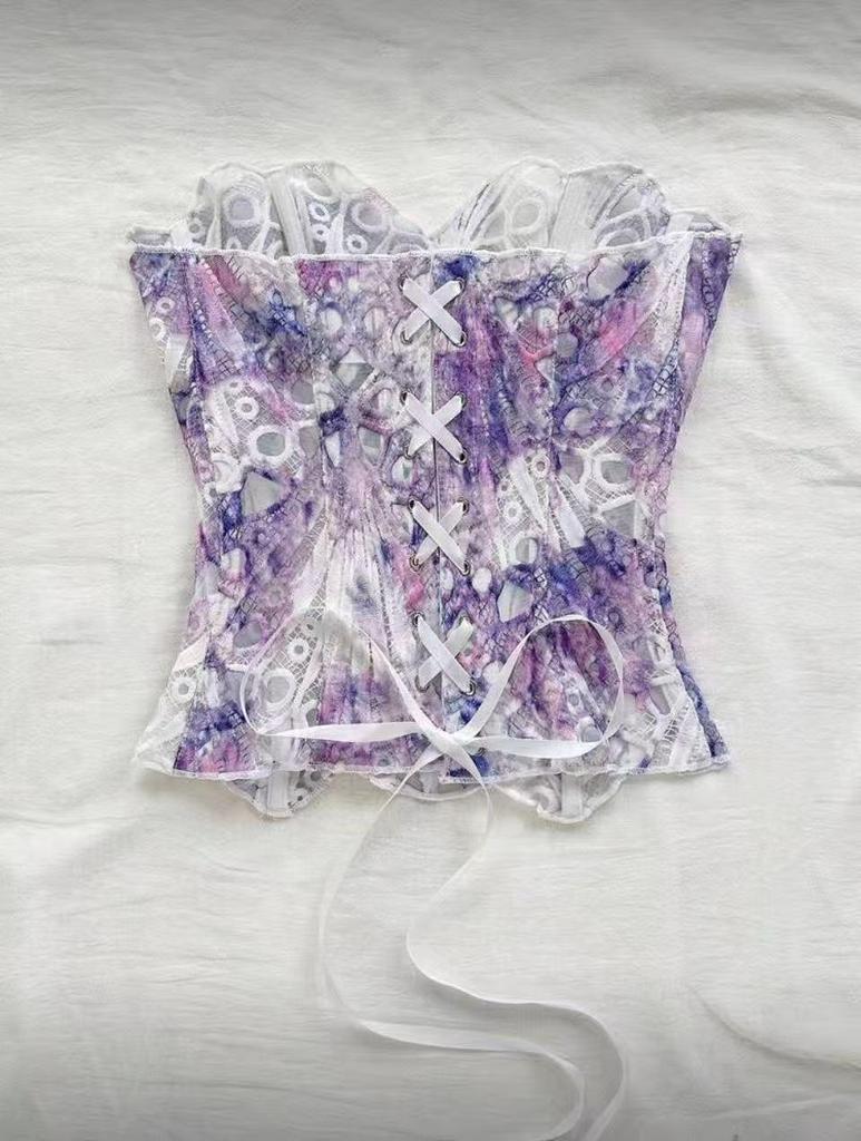 European Royal Court Style Lace Bustier - Body Shaping Mesh Top