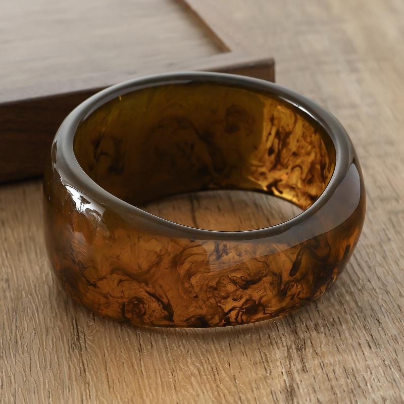 Vintage Punk Brun Kaffe Tykk Resin Akryl Smudgy Armbånd Geometriske Uregelmessige Armbånd For Kvinner Menn Smykker