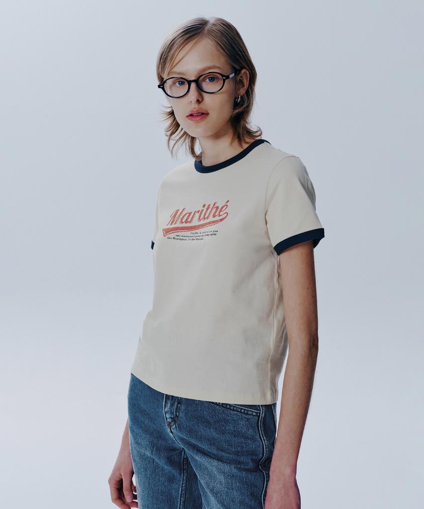 Malittepeulangsowajeobeo W Vintage Baseball Ringer Tee Ivory