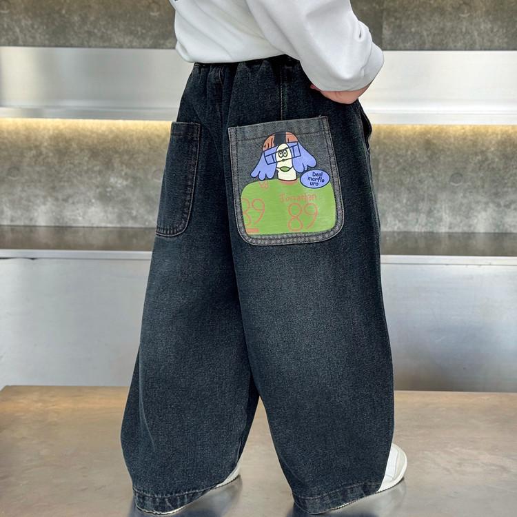 

Autumn 2025 Kids Cartoon Loose Jeans - Trendy Boys Long Pants 90 cm