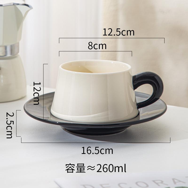 Creative Contrast Color Macron Ceramic Coffee Cup Saucer Set Hotel Restaurant Household Coffee Cup Tea Cup Breakfast Cup Saucer