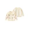 Spring and Autumn Children's Clothing Floral Clothes Sweet Girls' Round Neck Tops Children's Cardigan Sweater Baby Girl Lapel Jacket