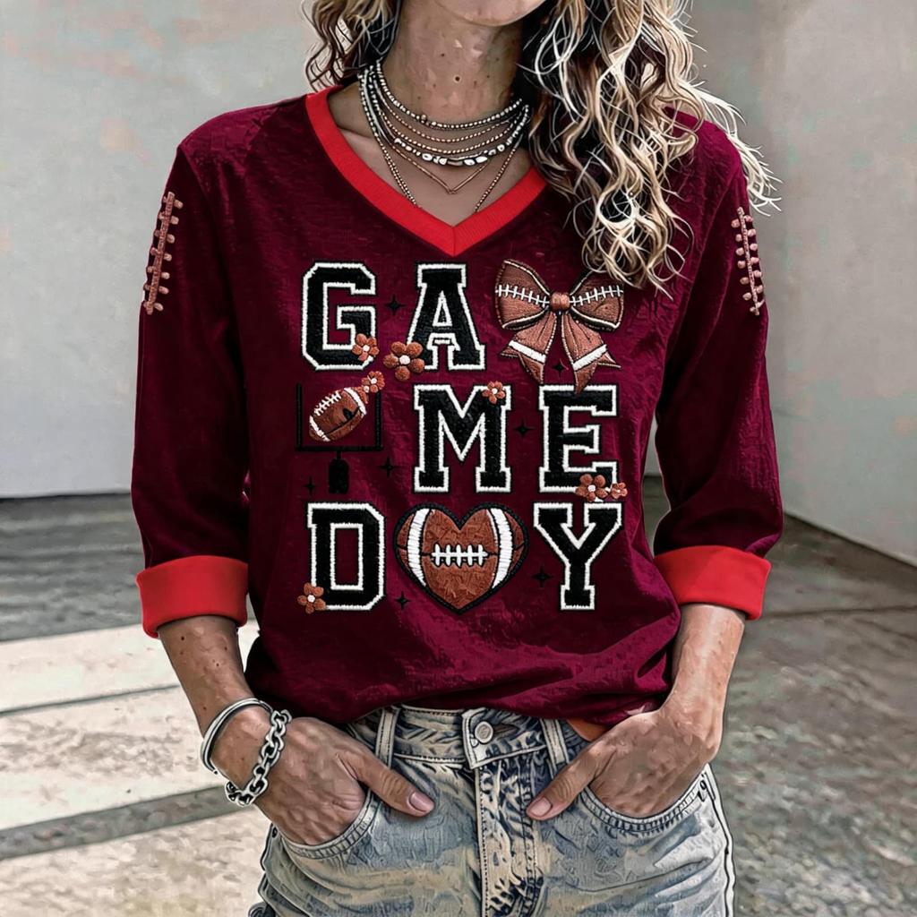 Women's Football Fan Shirt Three-Quarter Sleeve for Day Cheering and Support at the Stadium