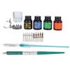 Dip Pen Kit 24x13.5x4.3cm Flat Round Nibs with Ink Holder for Writing Drawing Calligraphy(SP249035 Blackish Green ( Rod