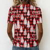 Women's Casual Short Sleeve V-Neck Christmas Print Pullover Top