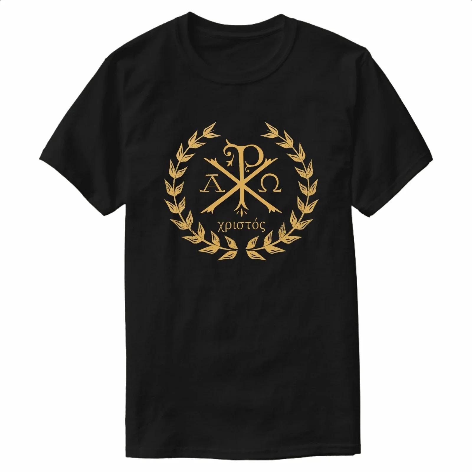 Jesus Christ Christian Ancient Monogram Chi Rho Symbol T-Shirt 100% Cotton O-Neck Short Sleeve Casual Mens T-shirt Size S-3XL S