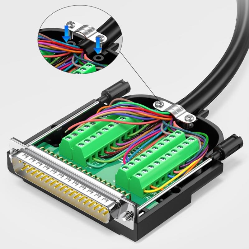 Cienki adapter DB37 bezlutowy RS232 D-Sub z obudową typu Fold Lock i wieloma przewodami końcowymi