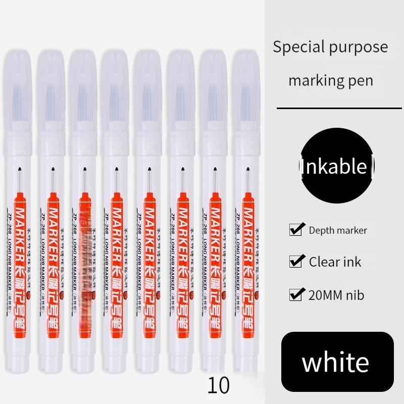 1/3Pcs White 20mm Deep Hole Long Nib Head Markers Pen Set for Metal Waterproof Bathroom Woodworking Decoration Multi-Purpose