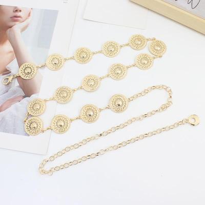 Women's Spring & Summer Adjustable Metal Waist Chain for Dress & Sweater Decor, European & American Fashion Series.