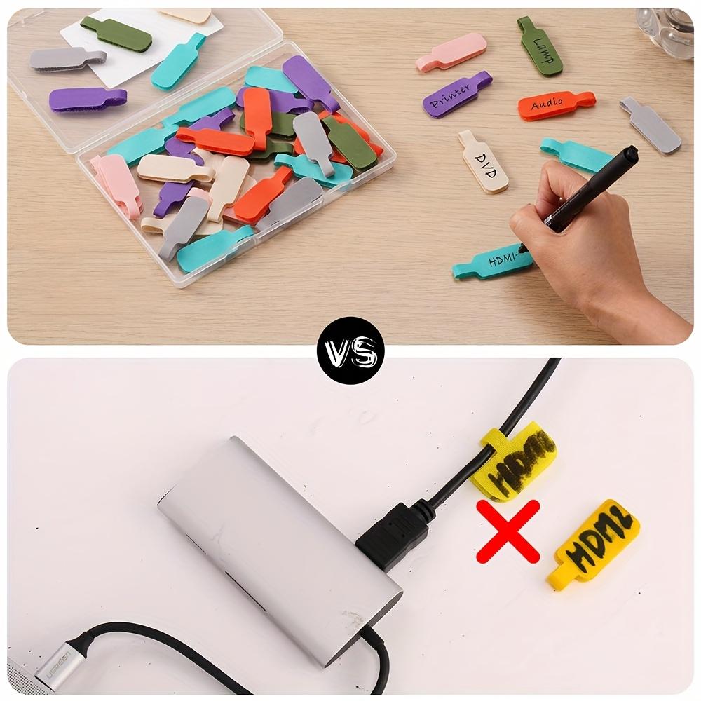 35pcs Multicolor Large Cable Labels, Self-Adhesive Mouse and Keyboard Cord Organizer Tags - Reusable Wire Management Tool