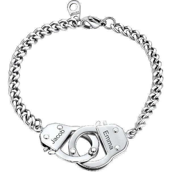 ChainsHouse Bracciale Link Manette per Uomo Donna, Oro 18K/Metallo Nero/Acciaio Inossidabile Biker Catena a Maglie Cubane Amicizia Migliori Amici Bracciali Statement
