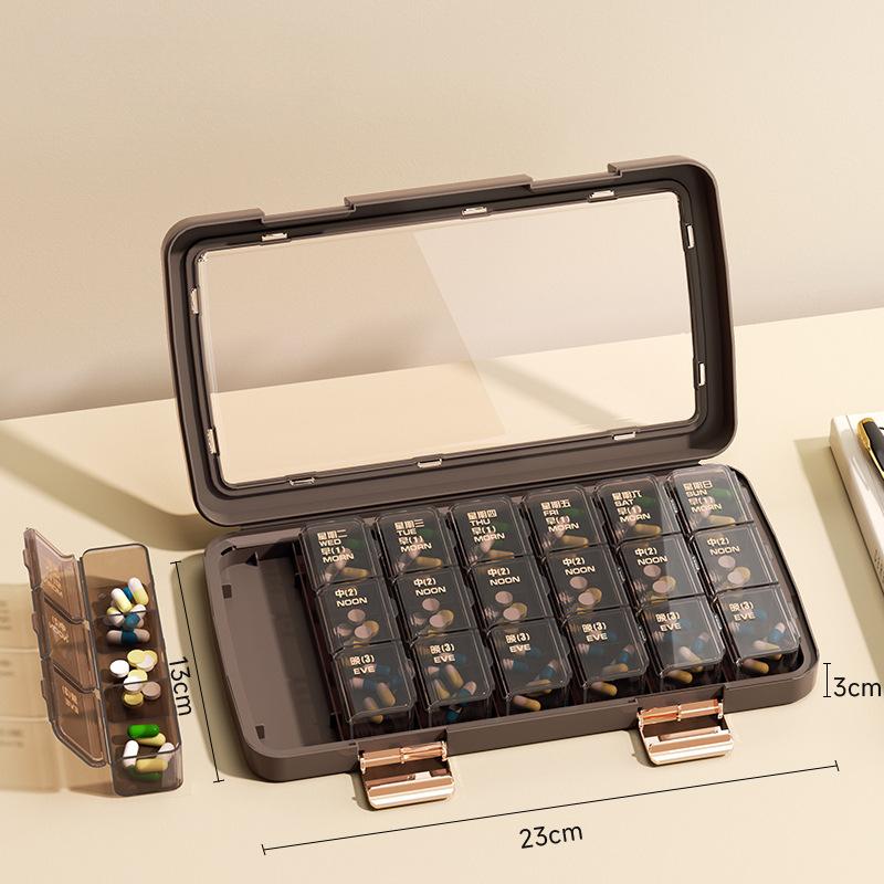 Outdoor Travel Pill Storage Boxes 4/6/21Grids Portable Medicinal Tablet Sealed Bins Small Plastic Pill Sorting Organize Casket