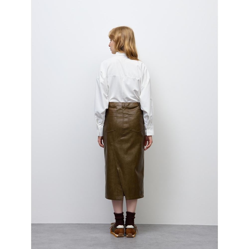 Gu By Uniqlo Faux Leather Pencil Skirt