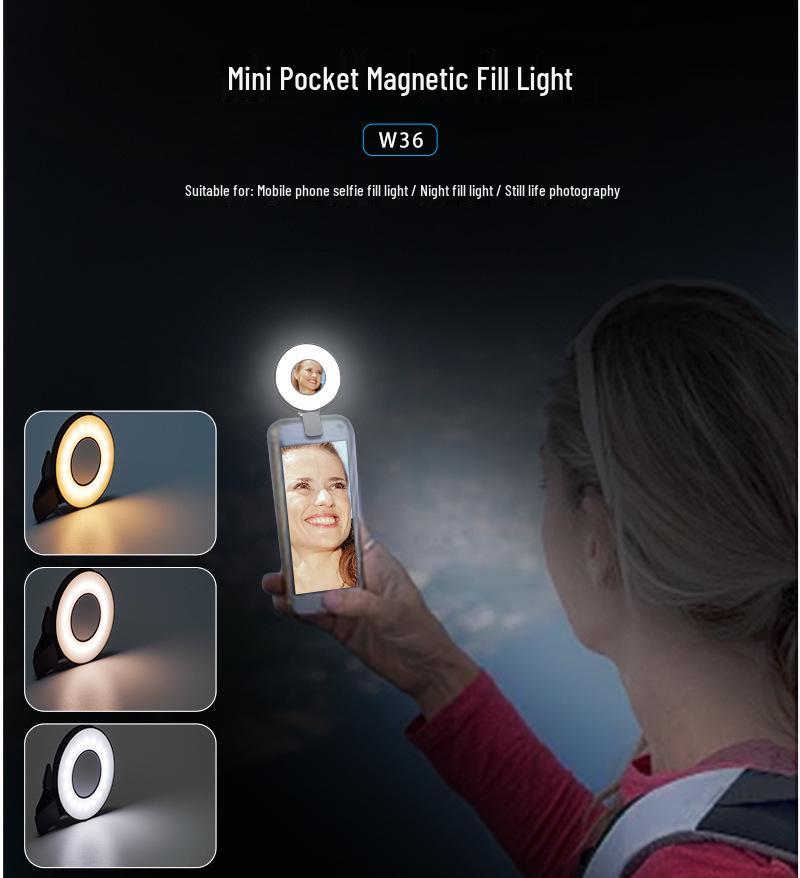 8Vloglite W36 Phone Fill Light for Live Broadcast, Beauty, Makeup, and Video Soft LED Lighting