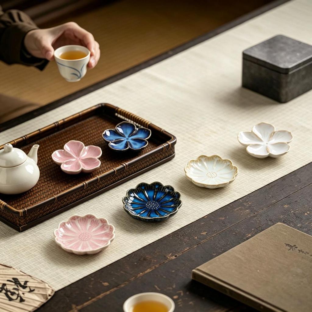Japanese Ceramic Petal Seasoning Dish Set for Home - Creative Dipping & Fruit Plates, Hot Pot Dish
