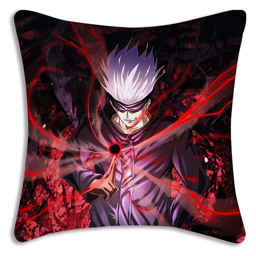 Hot Anime Jujutsu Kaisen Pillow Covers Cartoon Sofa Decorative Home Double-Sided Printing Short Plush Cute Cushion Cover