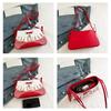 Casual French Lace Bow Shoulder Bag Niche Design Sweet Plaid Women Stylish Tote Purse Lace Ribbon Cloth Underarm Bag