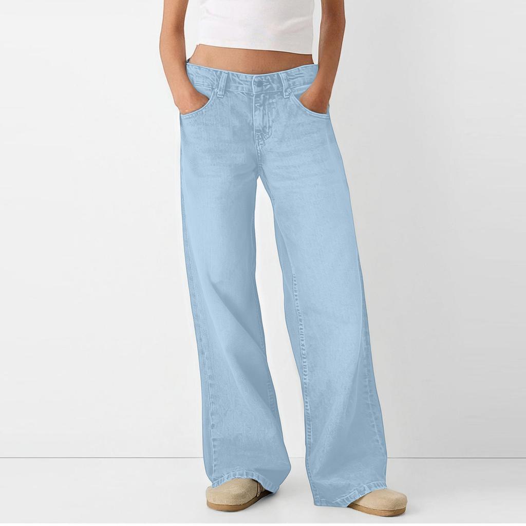 Damen Retro High-Rise Straight Street Wide-Leg Jeans