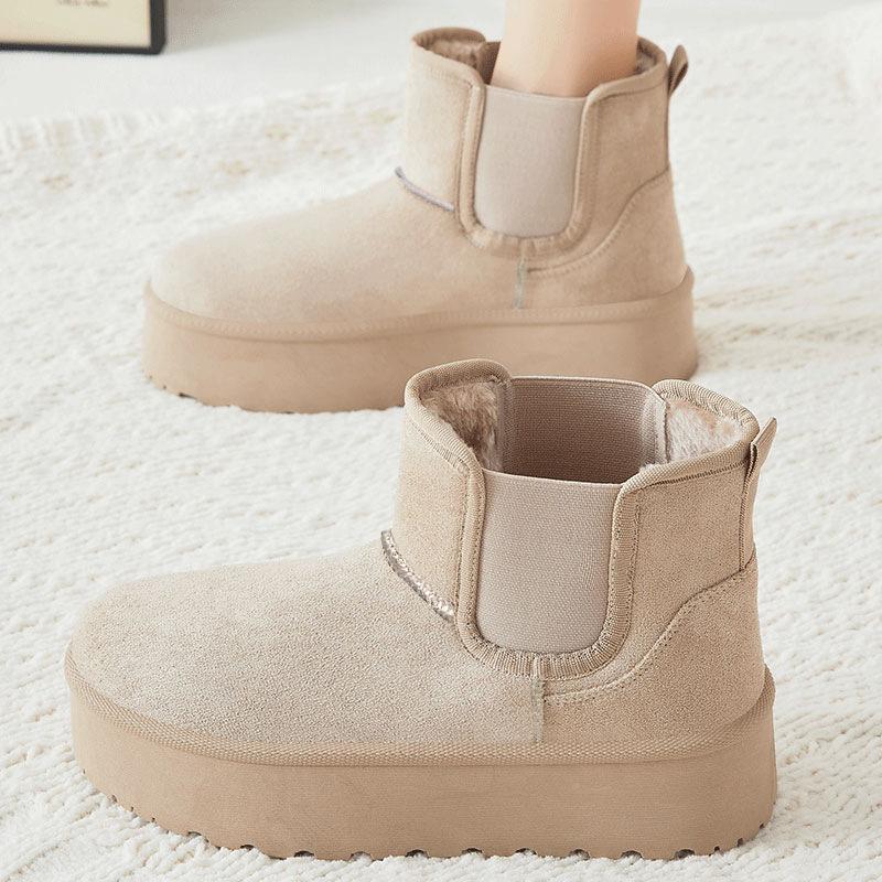 Shoes Women's Shoes Versatile Cotton Boots Winter New Velvet Thickened One-pedal Snow Boots Thick-soled Non-slip Cotton Shoes
