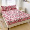 Red Flower Printed Bed Sheet Sets Queen/King Size Matrimonial Reactive Printed Fitted Bedsheets for Double Bed