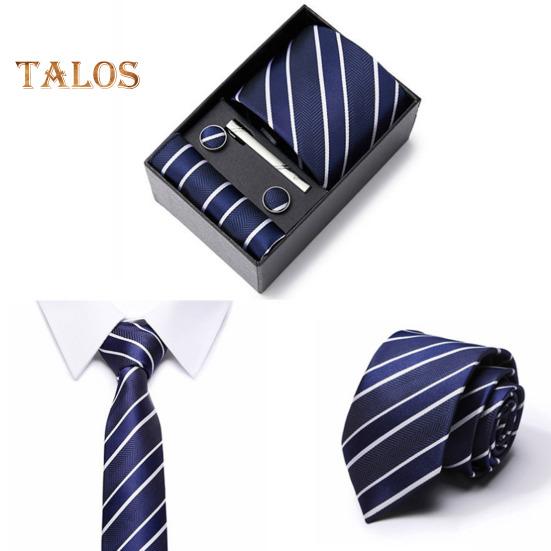 6Pcs/Set Tie Pocket Square Cufflinks Set Gift Box Masculine Charm Faux Silk Fabric Bright Colors Business Tie Men Accessories Gift Set
