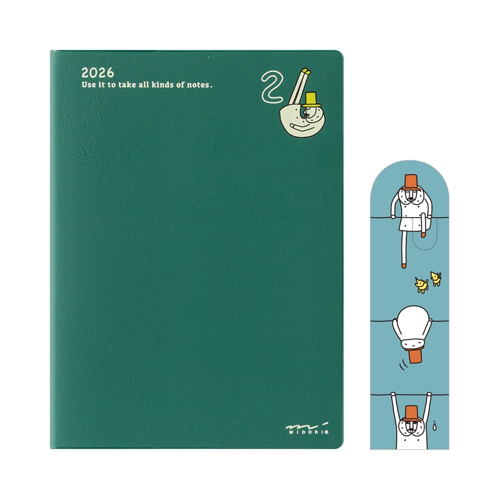Midori Pocket Diary, 2026, A6, Weekly, Limited Edition, with Bookmark, Old Man Design, 22371006 (Starts January 2026)