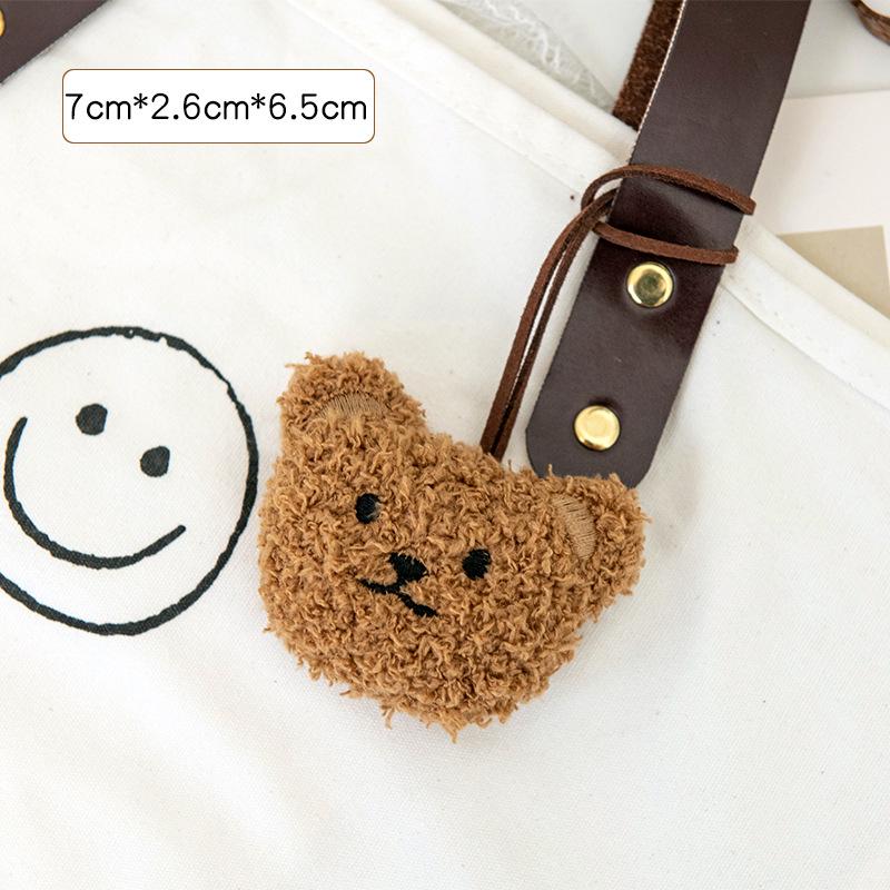 Korean Cute Bear Head Doll Keyring & Name Tag Pendant for Kids' Backpacks