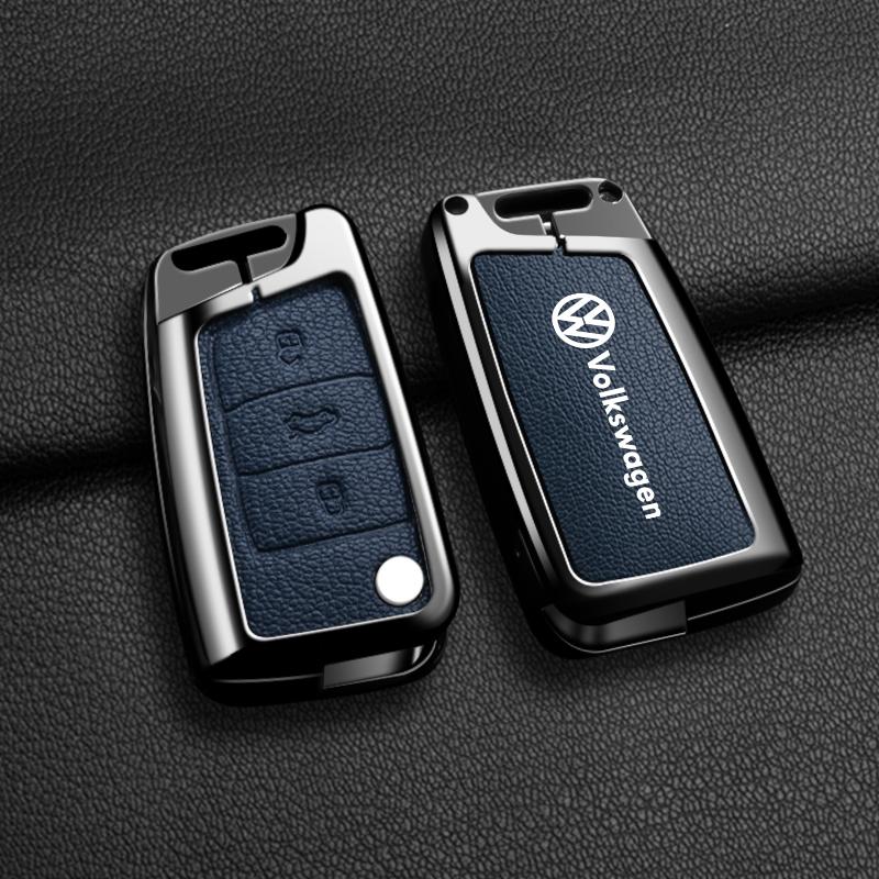 Dla VOLKSWAGEN VW Etui na kluczyk samochodowy z klapką Pokrowiec Obudowa Dla VW Volkswagen Golf 7 MK7 Tiguan FR 2 Dla Seat Ateca Leon MK2 Ibiza Pilot
