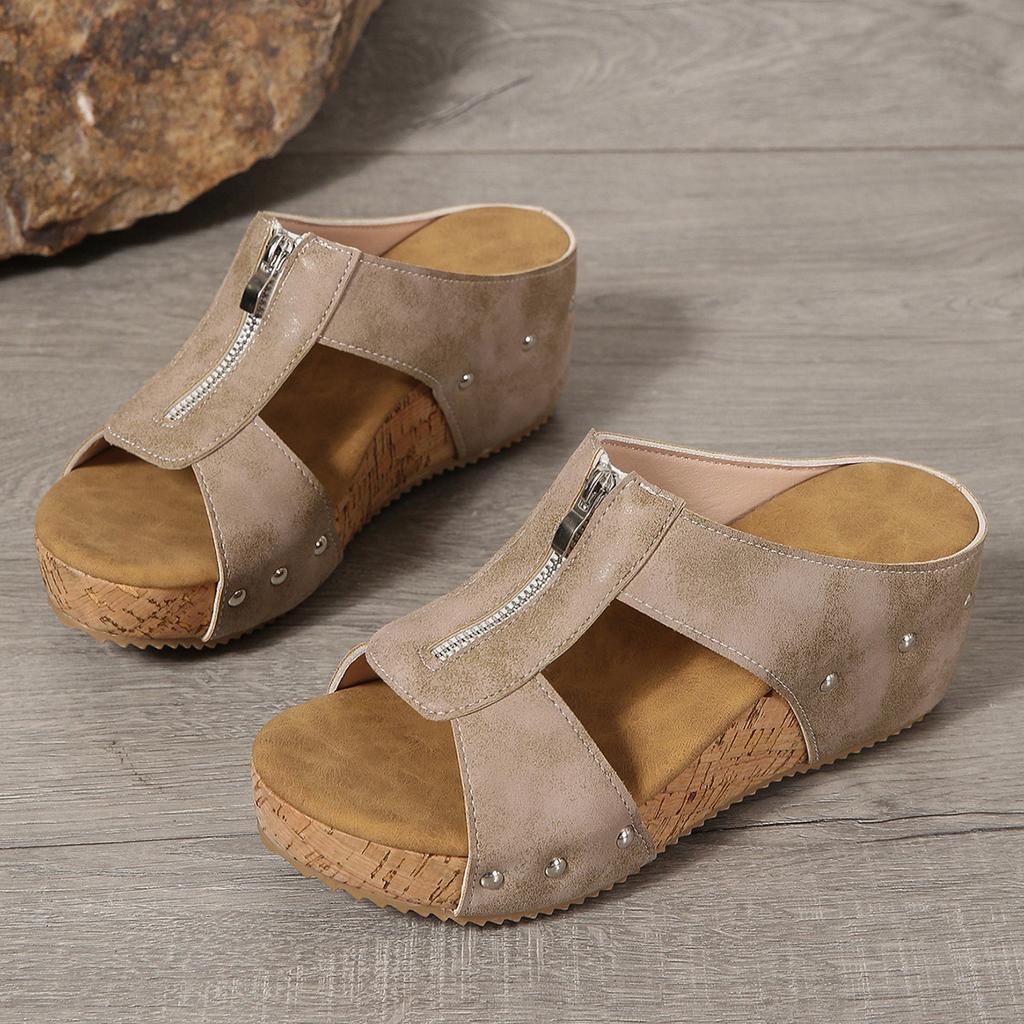 High-top Large-size Slip-on Women's Shoes with Open-toe Design and Hollow Sole, New Style