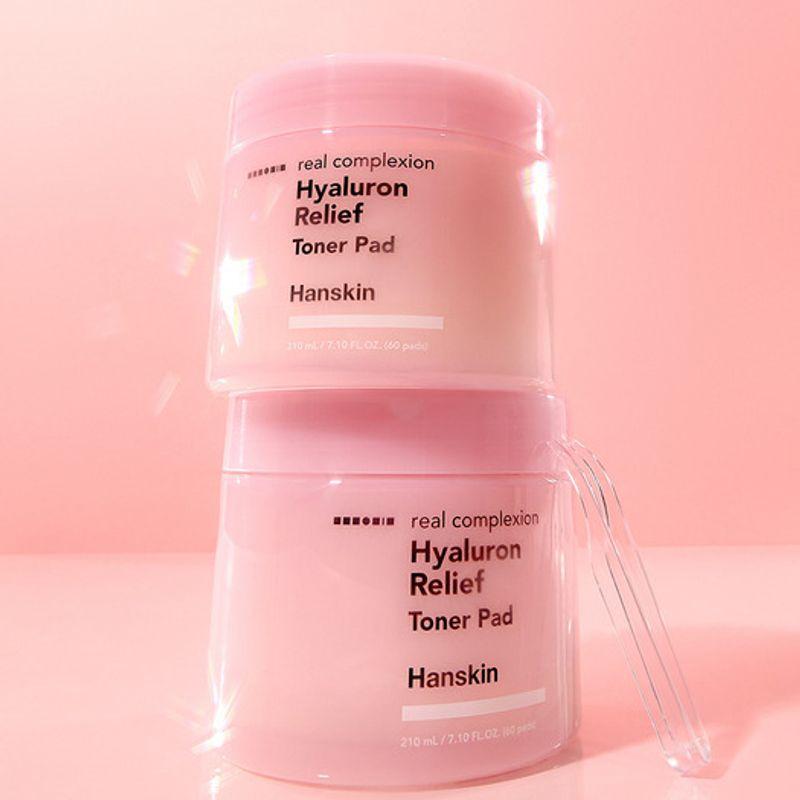Hanskin Real Complexion Hyaluronic Relief Toner Pads 60 Sheets